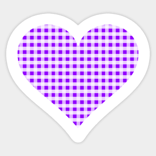 Purple and White Gingham Heart Sticker